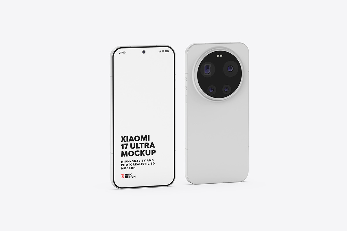 Xiaomi 17 Ultra Phone Mockup, an Android Mockup by UnicDesign (Photo 5 of 8)