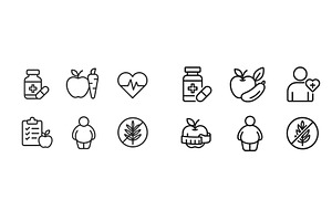 Collection of web icons depicting, a Food Illustration by ZinetroN