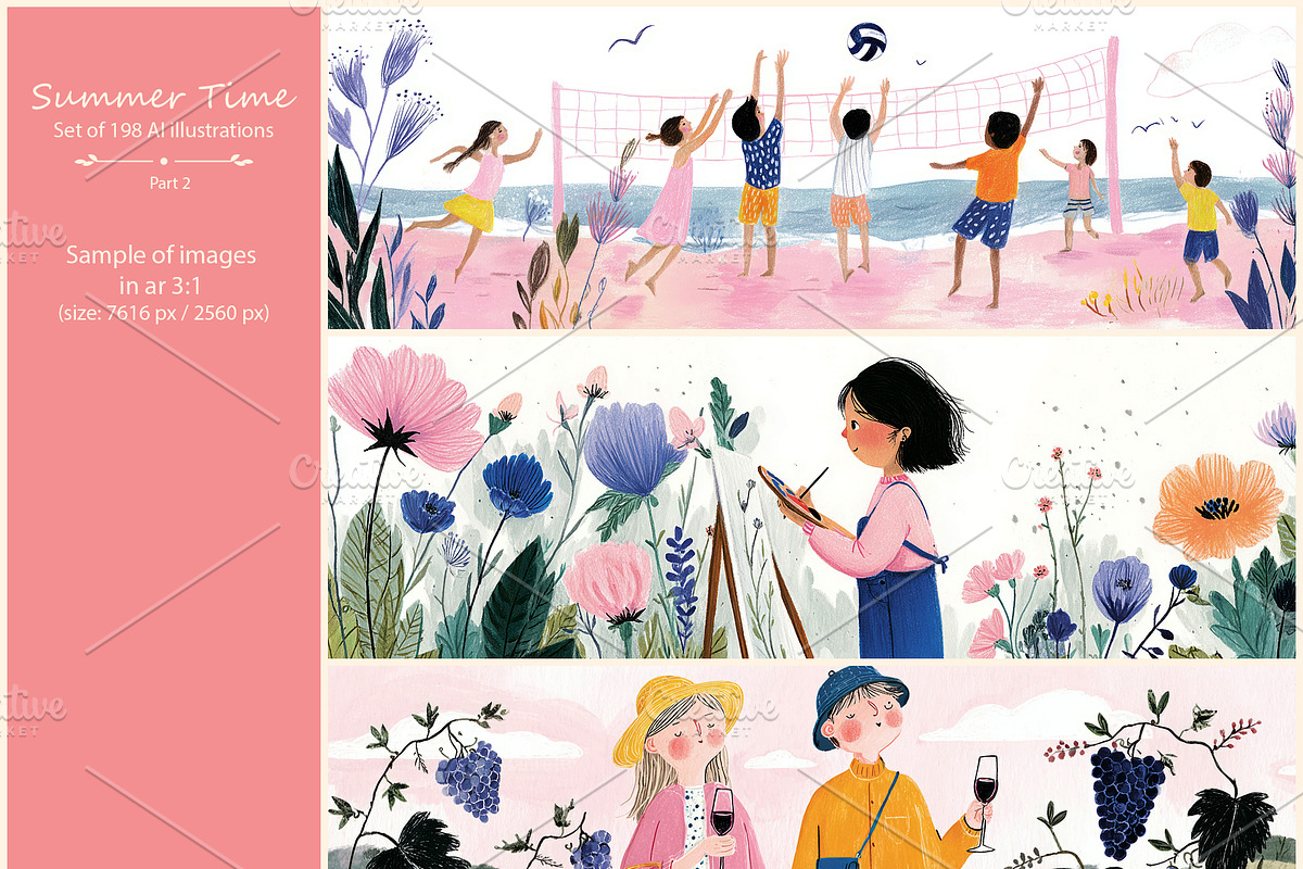 Summer- 198 AI illustrations, a Seasonal Illustration by Pundateam (Photo 4 of 6)