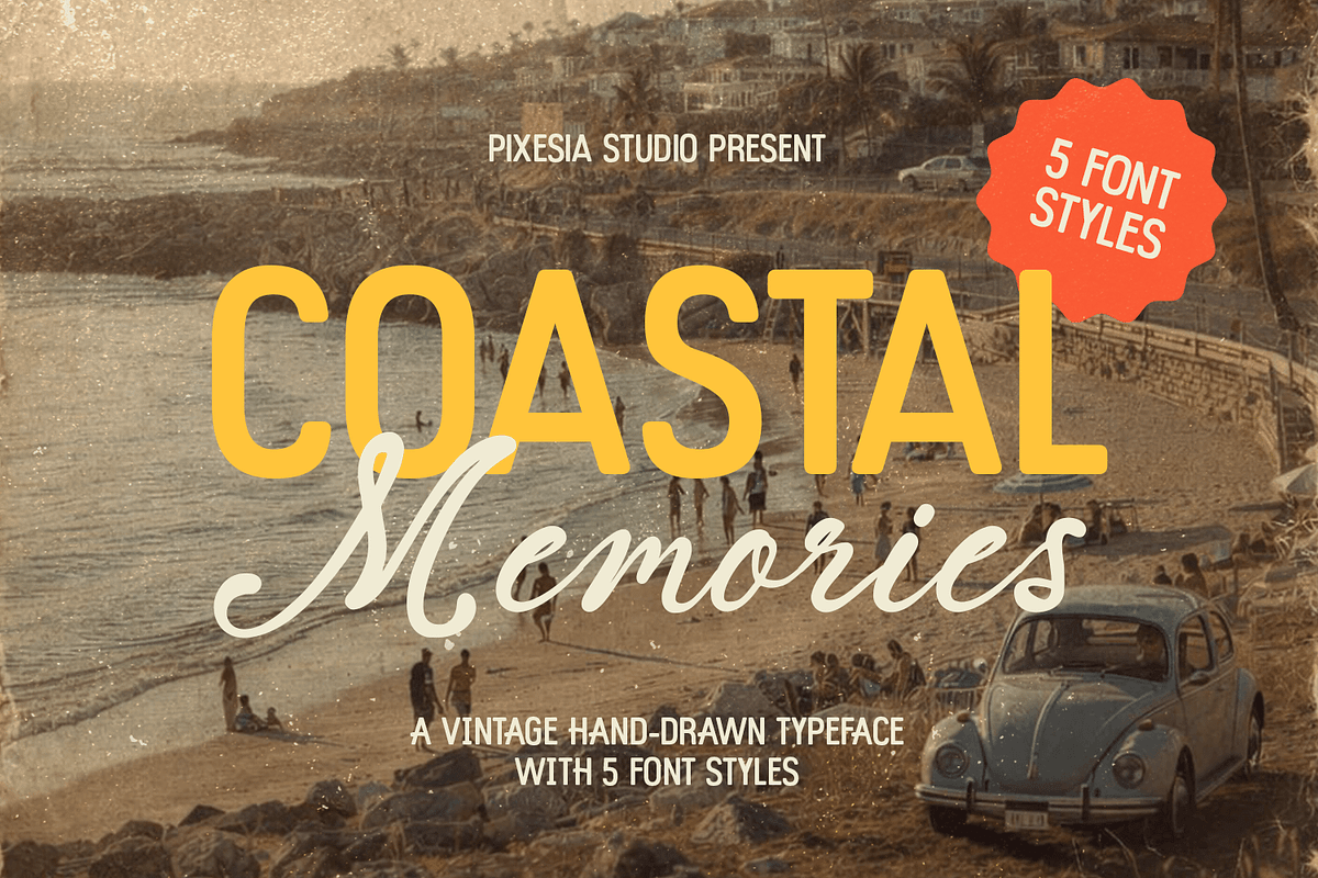 Coastal Memories - Vintage Font Duo, a Handwritten Font by Pixesia Studio (Photo 1 of 12)