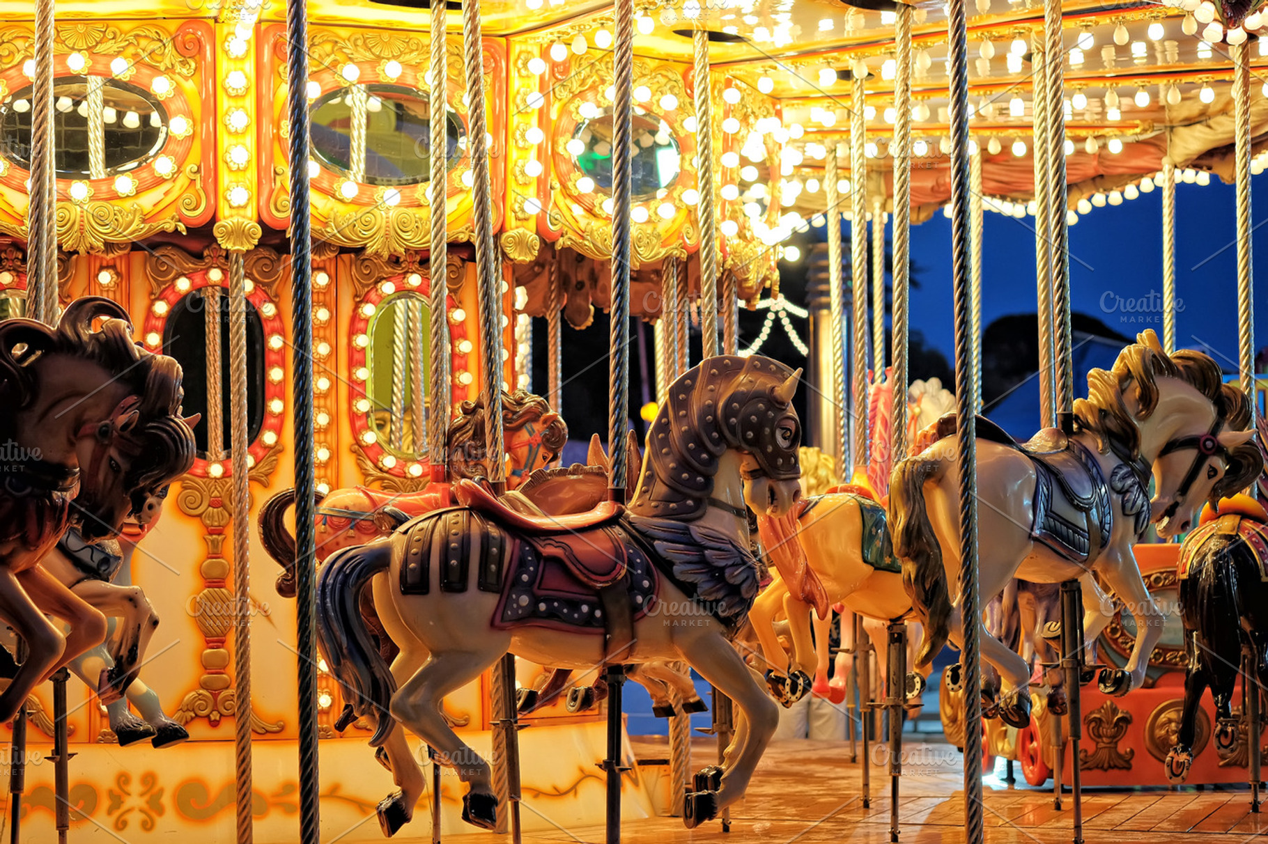 Vintage carousel detail stock photo containing carousel and fair, an Arts & Entertainment Photo by Kynamuia