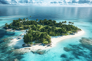 Aerial view on tropical island with, a Nature Photo by MistyDay