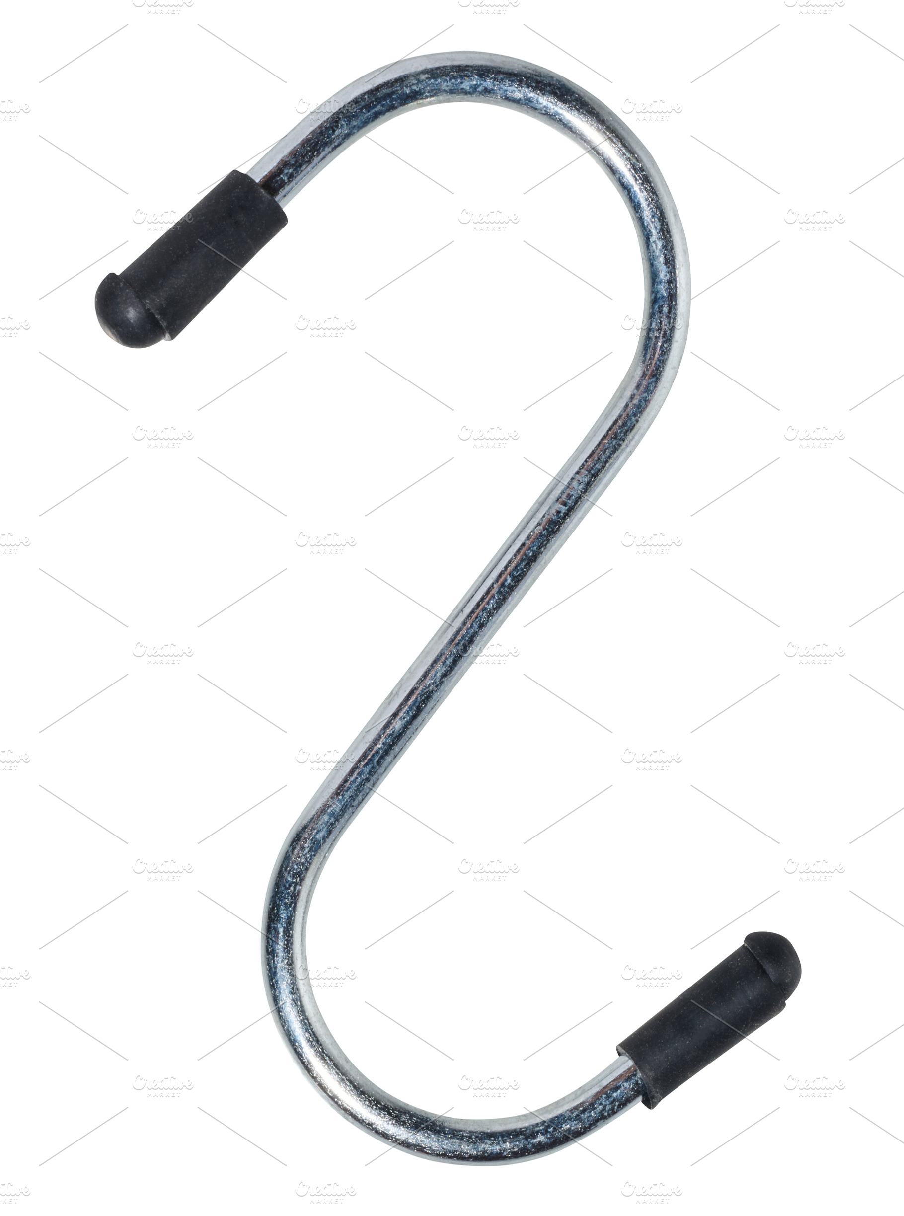 Metal hook with black plastic tips on isolated background, an Industrial Photo by ndanko