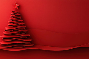 Abstract red Christmas tree with layered paper effect and star o, an Animal Photo by José Manuel Gelpi
