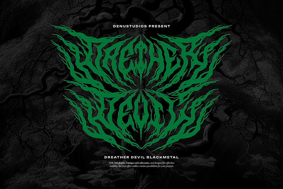 Drether Devil | Black Metal Font, a Blackletter Font by Denustudios (Photo 1 of 6)