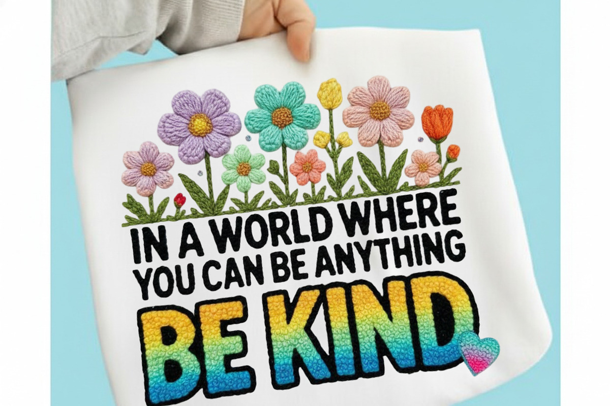 Be Kind Floral Faux Yarn Positive Sh, an Illustration by designcity5 (Photo 1 of 9)