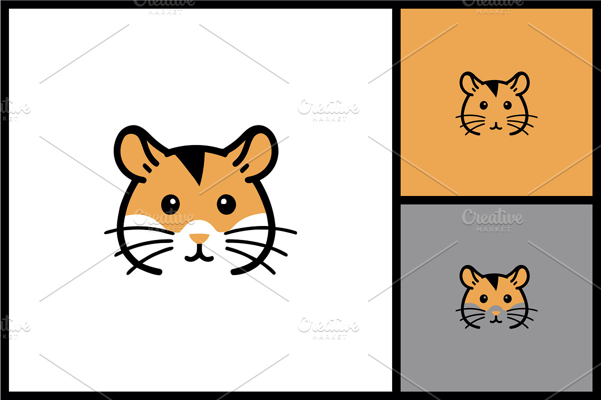 Cute Cartoon Hamster Face Icon, a Branding & Logo Template by quadrazo