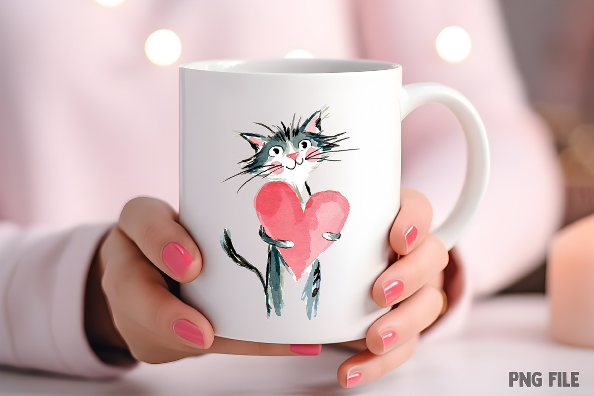 Valentine Kitten Cliparts Bundle, an Illustration by Craft Nest (Photo 6 of 7)