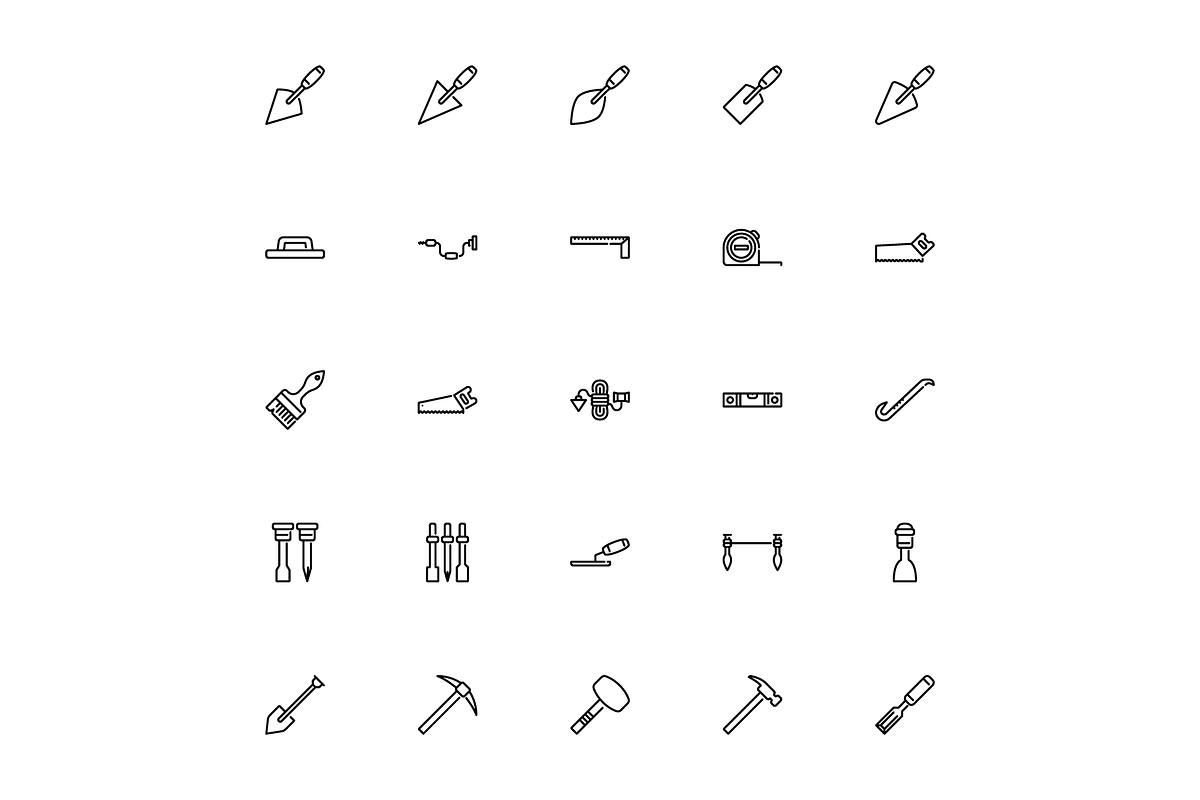 Masonry Tools Icon Set, an Outline Icon by Berkah Studio (Photo 1 of 3)