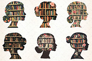 Book Girl and Library Sublimation, an Illustration by DreamCafeArt (Thumbnail 3 of 4)