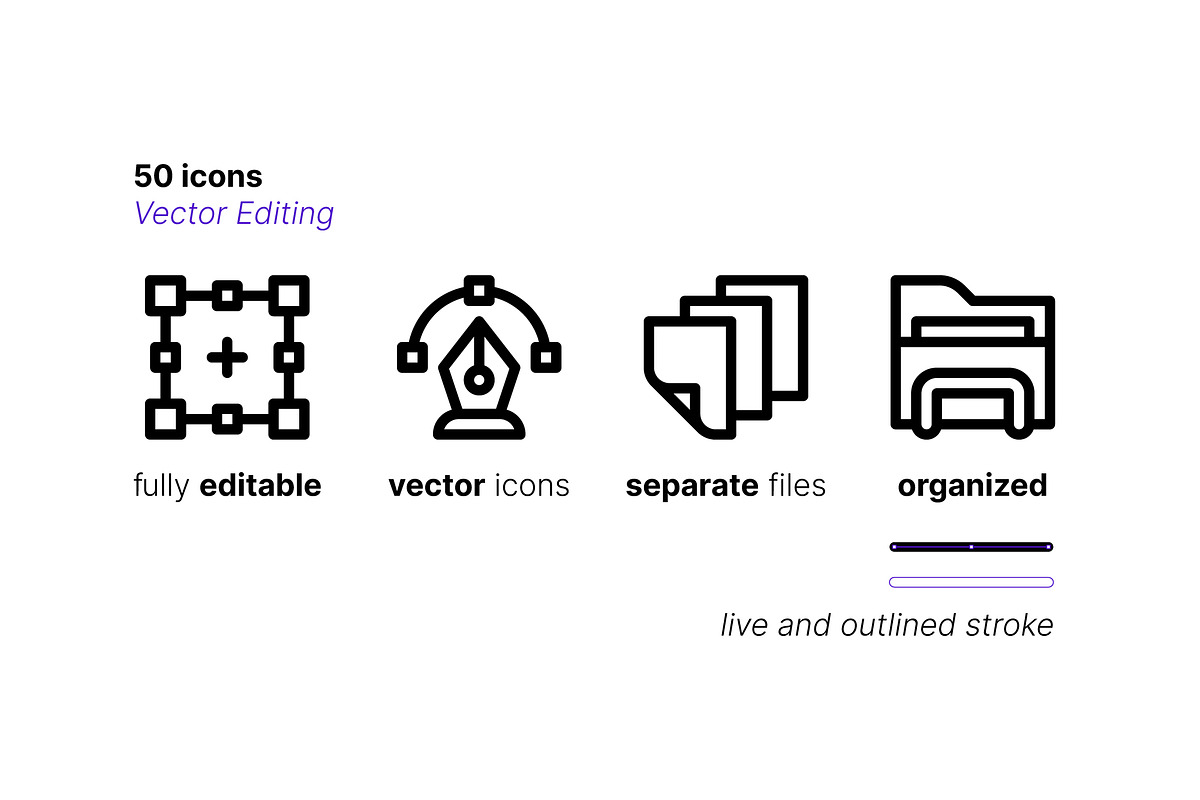 50 Vector Editing Icons, an Outline Icon by Side Project (Photo 3 of 7)
