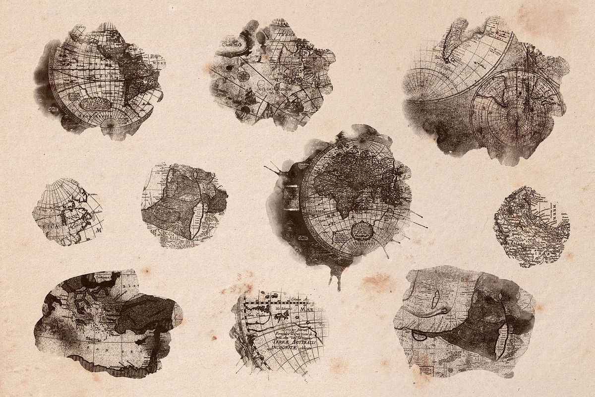 Vintage Maps. Stamp Brushes, a Brush Add-On by Julia_Raketic (Photo 10 of 15)