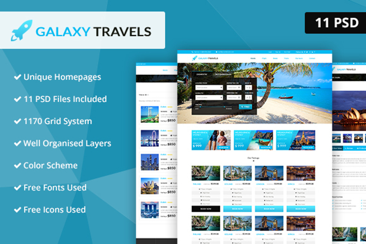 Galaxy- Travels PSD Website Template, a Websites & App Template by WebbyTemplates (Photo 1 of 12)