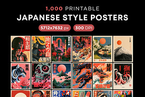 1000 Japanese Wall Art Prints Bundle