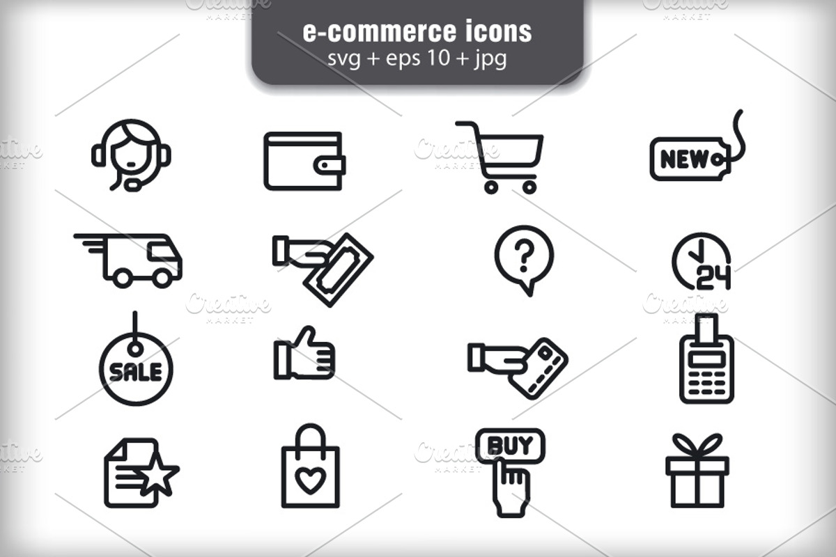 E-commerce Icon Set, an Outline Icon by Oleg Tokarev Art