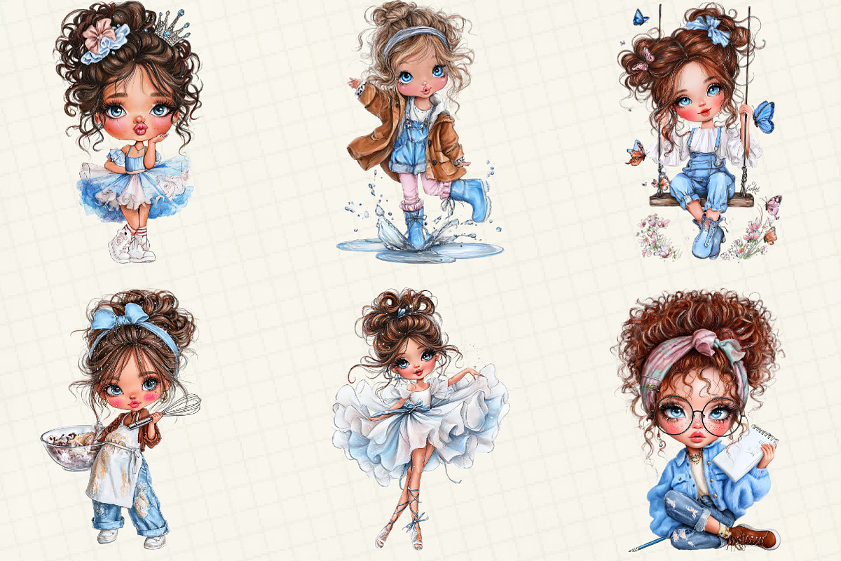 Quirky Cute Little Girl Clipart, an Illustration by DreamCafeArt (Photo 6 of 6)