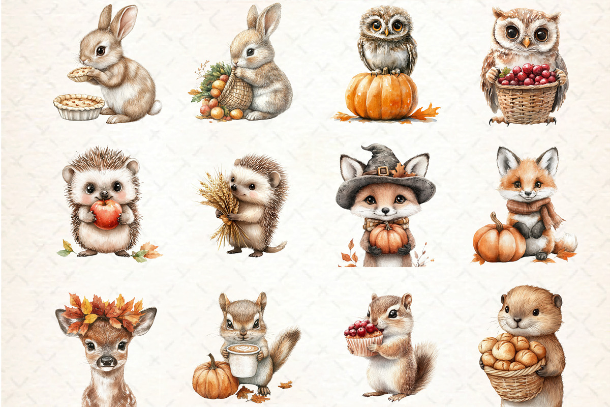 Woodland Baby Animals Thanksgiving, an Animal Illustration by DreamCafeArt (Photo 3 of 5)