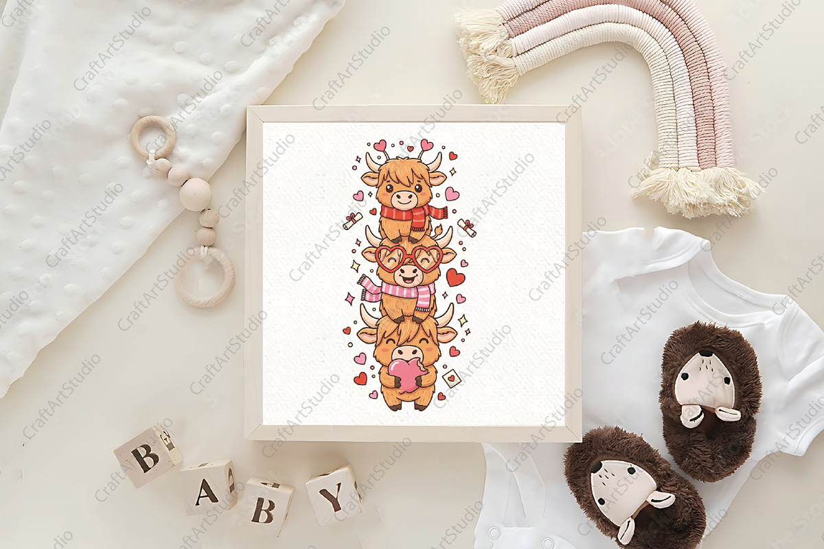 Highland Cow Valentine PNG, an Illustration by CraftArtStudio (Photo 4 of 4)