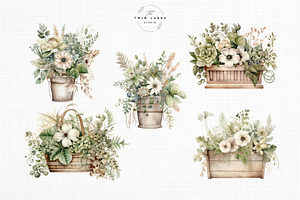 Watercolor Rustic Planters