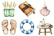 Watercolor Coastal Serenity Clipart, an Illustration by CitraGraphics (Thumbnail 3 of 5)