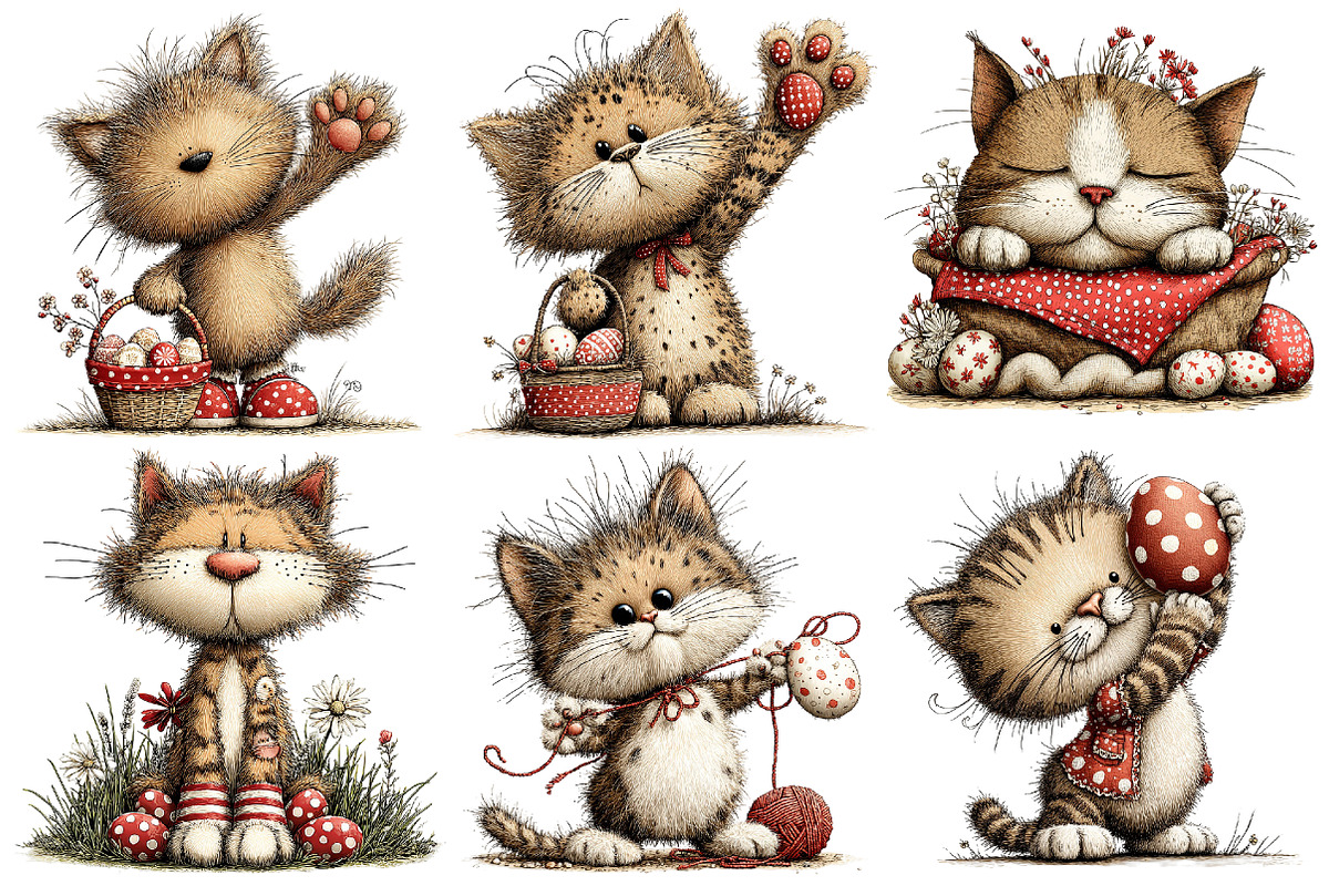 Whimsical Easter Cat Clipart, an Illustration by Pixels.Craft (Photo 5 of 5)