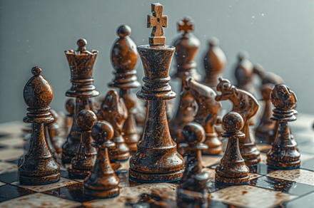 chess battle on chessboard, a Photo by ComfortQ