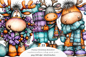Funny Christmas Reindeer Clipart, an Illustration by SinaCreation