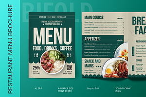 Restaurant Bifold Menu Brochure, a Brochure Template by MMPixelCraft