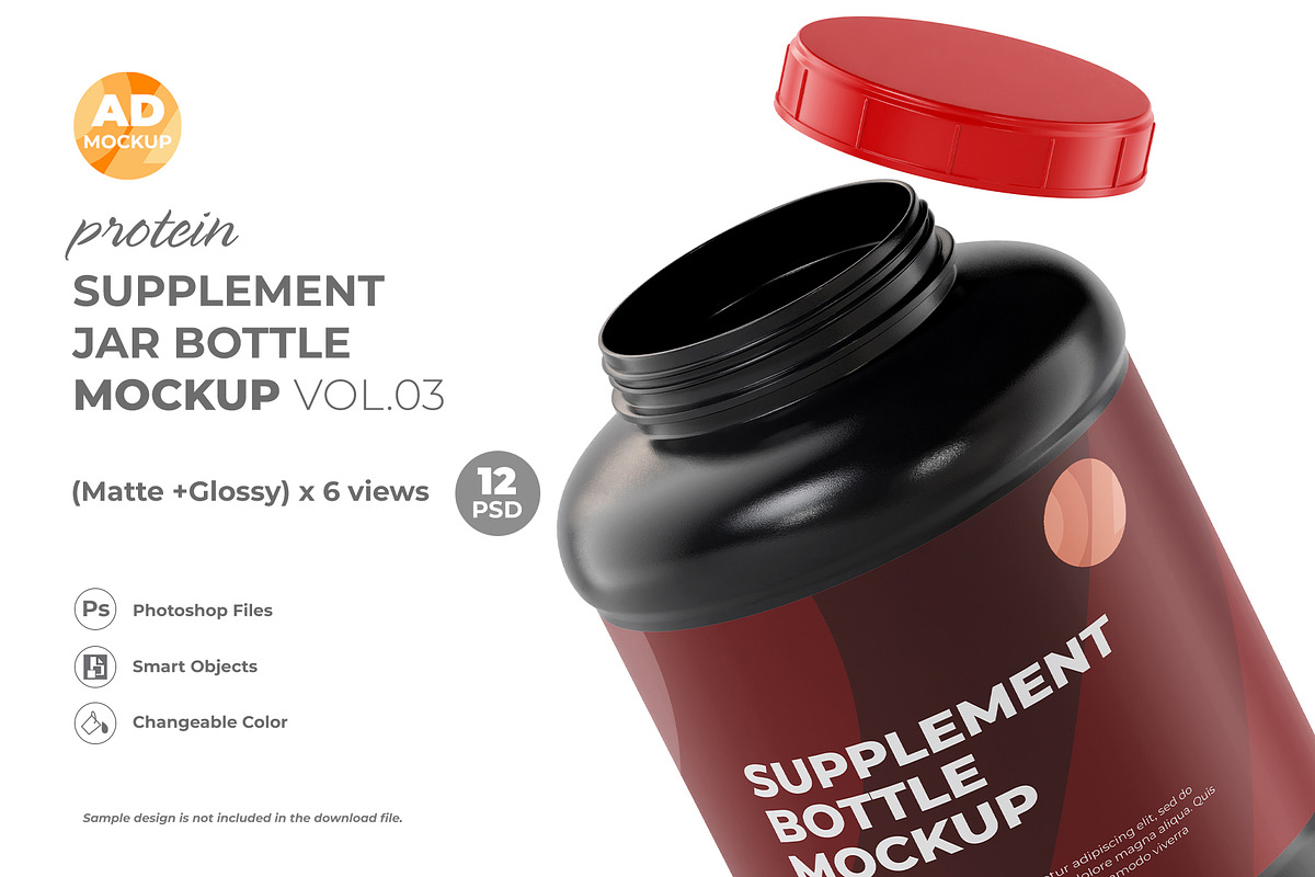 Protein Powder Container Mockup, a Packaging Mockup by Adstart (Photo 5 of 8)