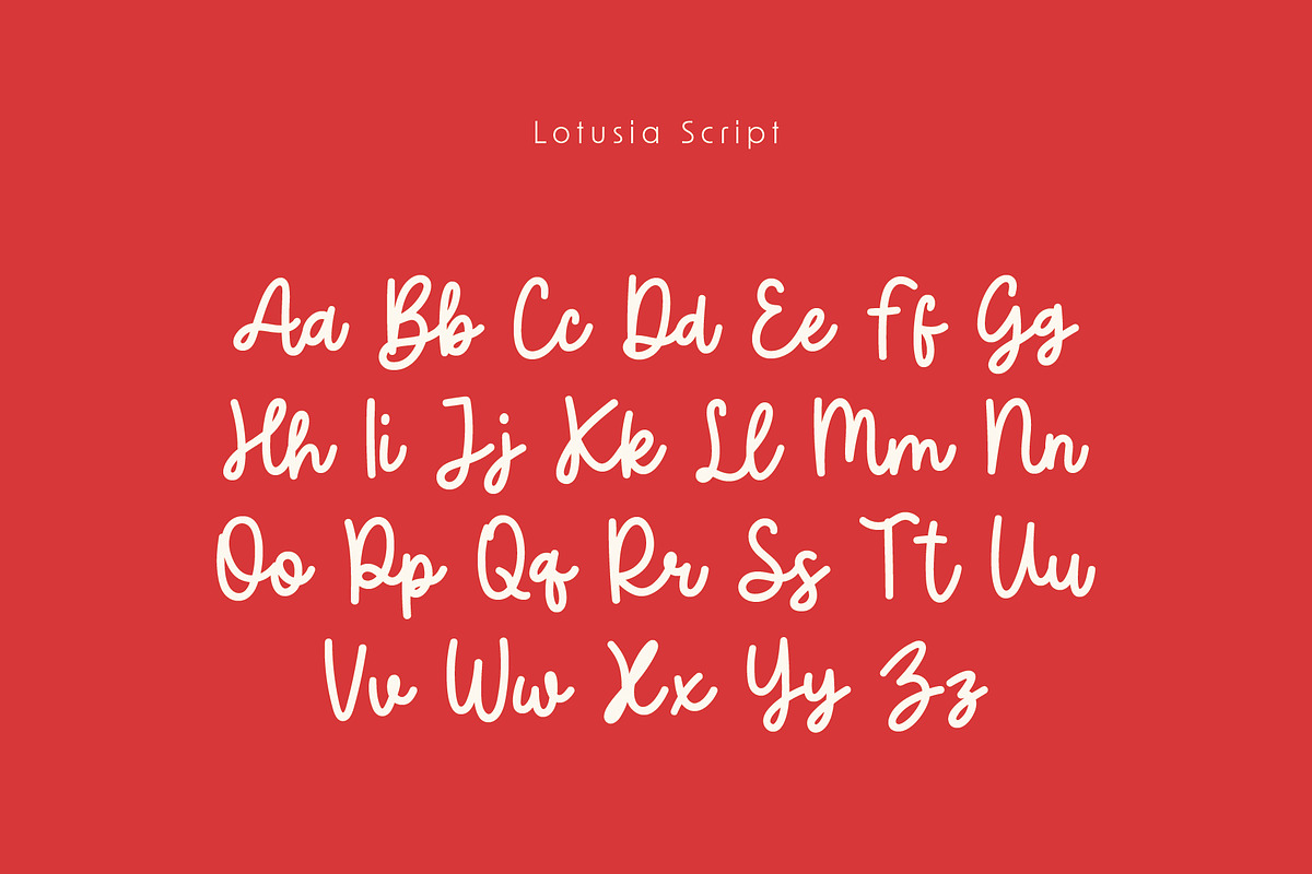 Lotusia Handwritten Script Font, a Script Font by Pikgura (Photo 2 of 8)