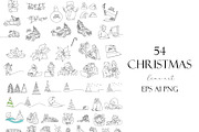 Christmas and  New Year line art, an Animal Illustration by velychko.ua (Thumbnail 6 of 9)