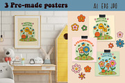 cute Mushrooms and flowers, a Seasonal Illustration by NataKa (Thumbnail 4 of 10)