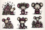 Whimsical Christmas Mouse Clipart, an Illustration by Dream Creation (Thumbnail 6 of 7)