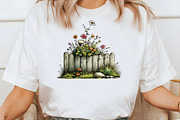 Watercolor Fence with Flowers, a Seasonal Illustration by Designworld (Thumbnail 7 of 9)