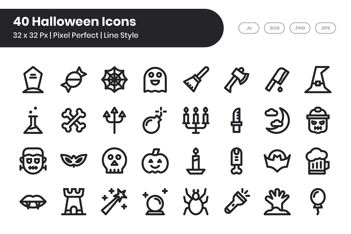 40 Halloween - Line, an Outline Icon by Kmg Design (Photo 1 of 2)