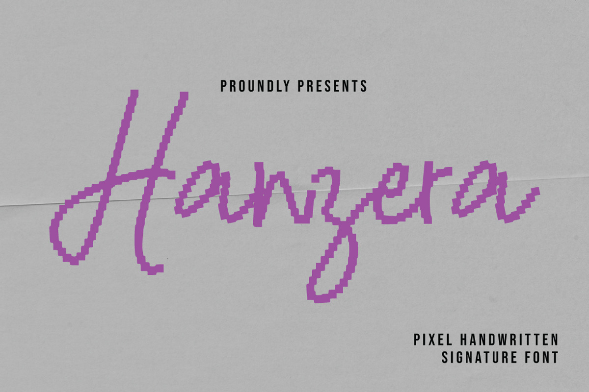 Hanzera – Unique Pixel Signature, a Handwritten Font by tebaltipislab (Photo 1 of 11)