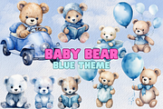 Watercolor blue baby bear clipart, an Animal Illustration by SindyPrintDesign (Thumbnail 1 of 3)