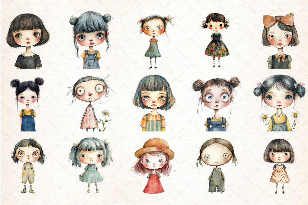 Retro Girls Clipart Bundle, an Illustration by DreamCafeArt (Photo 5 of 5)