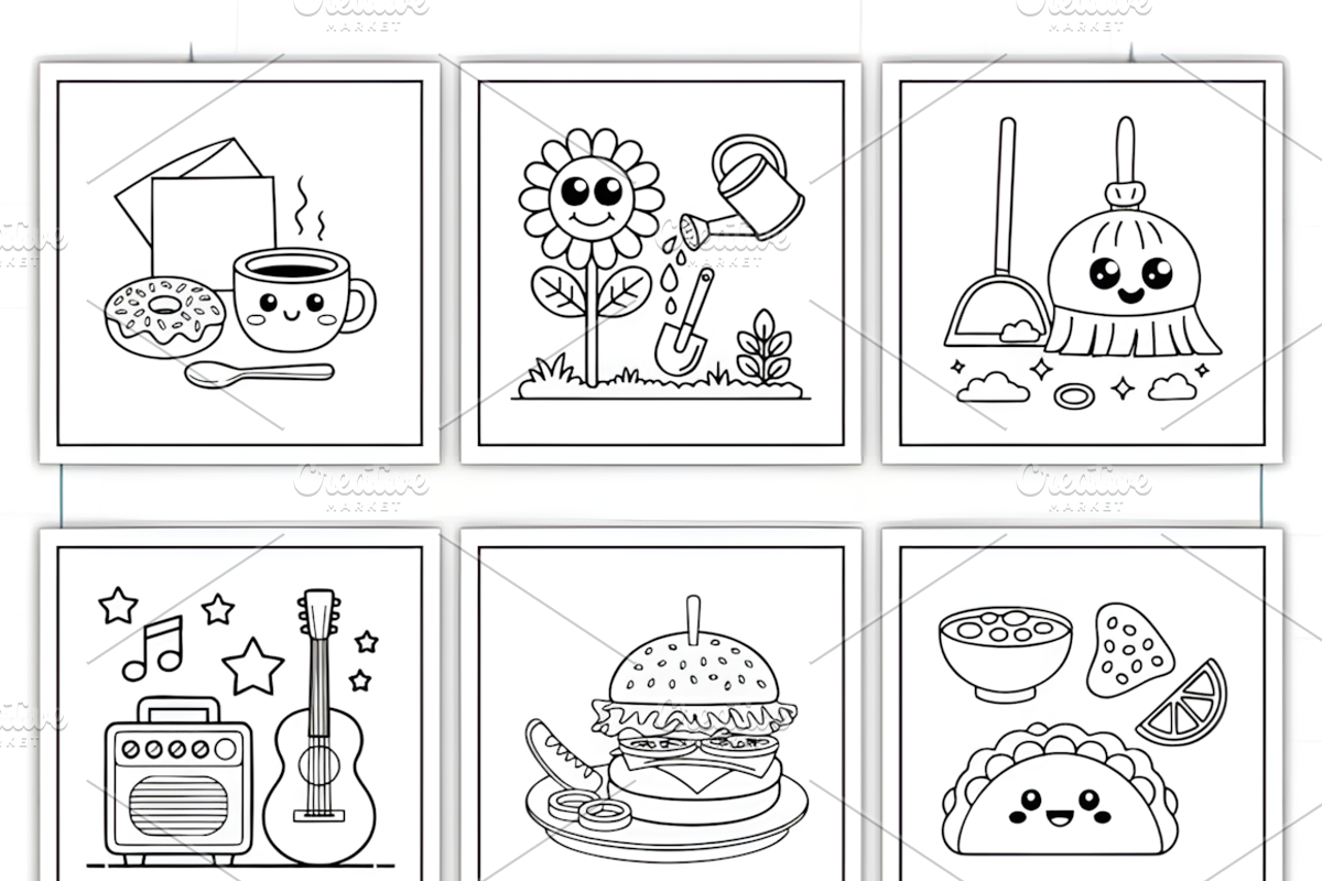 Cute Pairs Bold and Easy Coloring, a Decorative Illustration by Design Station (Photo 3 of 3)