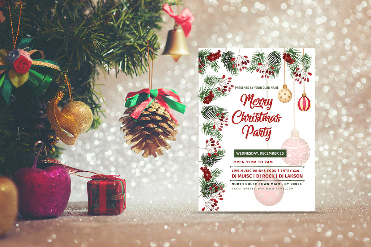 Christmas Party Invitations Template, a Flyer Template by Madhabi Studio (Photo 4 of 6)