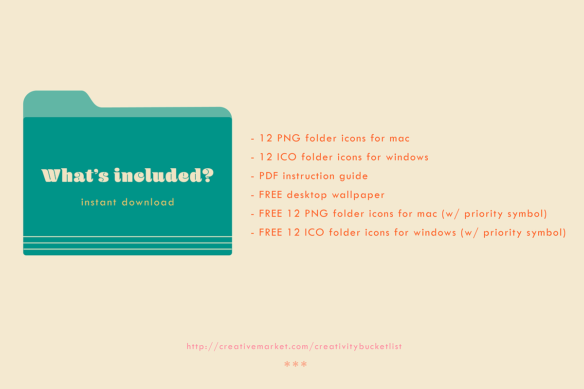 Mid-Century Desktop Folder Icons, an Icon by Creativity Bucketlist (Photo 2 of 3)