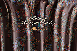 Autumn Baroque Paisley Silk Scarf