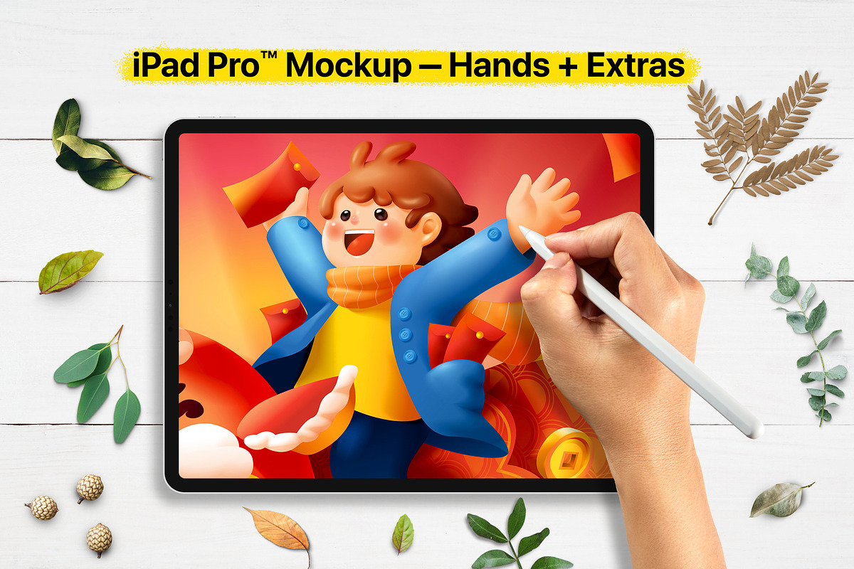 iPad Pro Mockup — Hands + Extras, an iPad Mockup by Frisk Shop (Photo 1 of 12)
