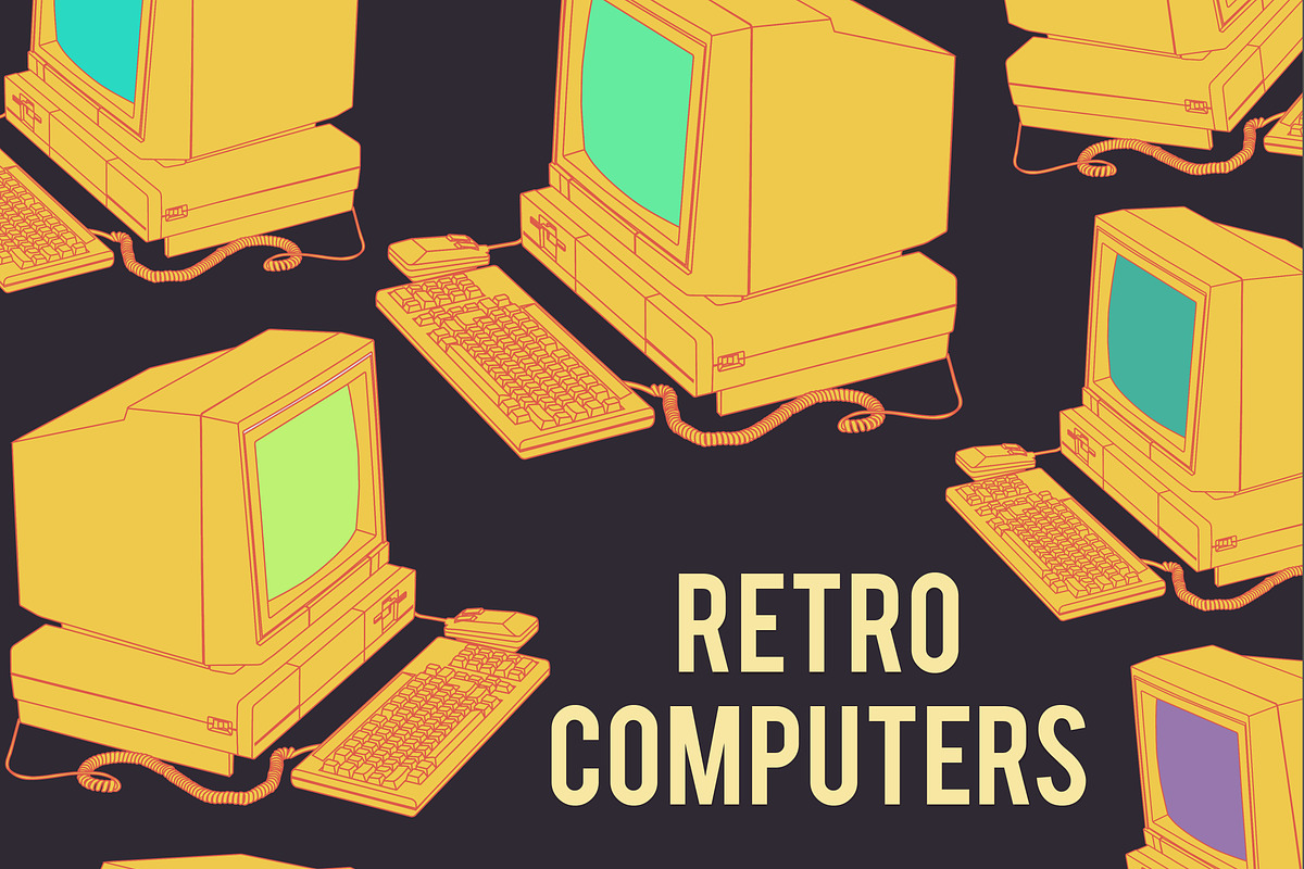 Retro Computers, an Illustration by AliciaEdwardsDesign | Creative Market