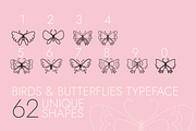 Birds and Butterflies Dingbats Font, a Symbol Font by Minimalartstudio (Thumbnail 1 of 3)