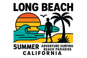 Adventure surfing in Long Beach, an Illustration by ZinetroN