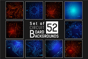 Set of 52 Circuit boards backgrounds