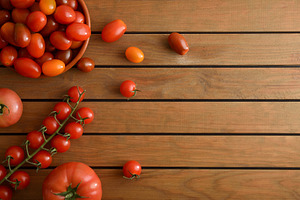 Cherry Tomatoes in Bowl on Wooden Table, a Food & Drink Photo by Davizro's Market
