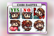 12 Brown Hair&Beard Chibi Boy Emotes, an Illustration by Custom Fonts & Patterns (Thumbnail 1 of 12)