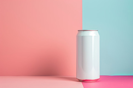 Blank aluminum can on colorful background, a Food & Drink Photo by AlyaAnd